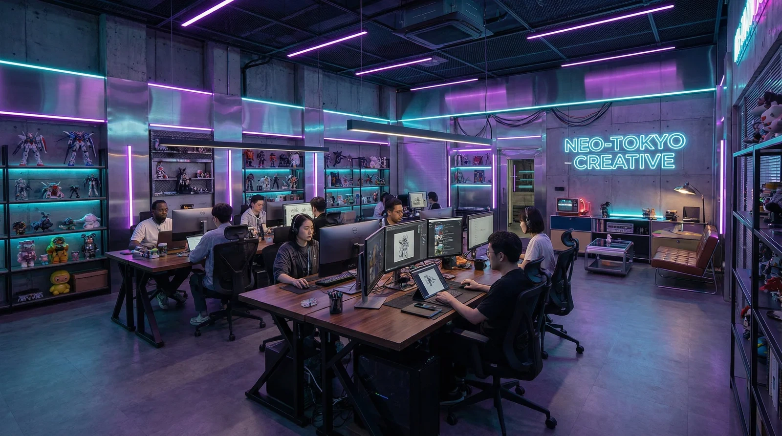 困困狗-困困狗最新爆料与原创精选|困困狗团队赛博朋克风格创意办公室环境